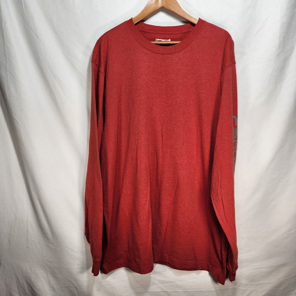 Carhartt Loose Fit Mens Long Sleeve T-shirt Red Logo Size XL Tall